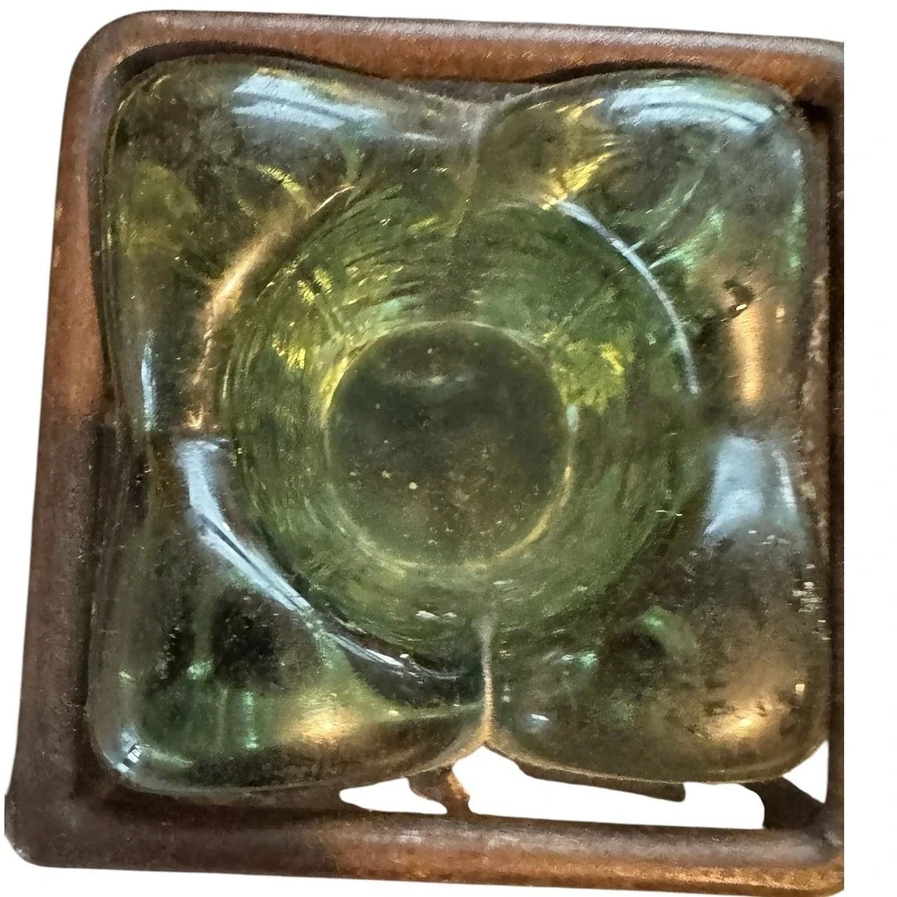 Mesa International Handcrafted Mexico Glass Wrought Iron Leaf Votive Holder